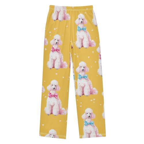 ZZXXB Cartoon Poodle Print Boys Long Pants Soft Trousers Elastic Waist Kids Lounge Bottoms with Pockets S-XL