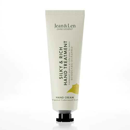 Jean & Len Mini Silky & Rich Hand Treatment Bergamote & Cedarwood, format voyage pratique, pour des mains douces, mini crème pour les mains, sans parabènes ni silicones, vegan, 30 ml