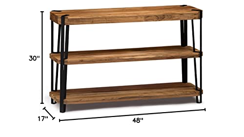 Alaterre Furniture Ryegate Natural Solid Wood With Metal Media Console Table, Live Edge #TOP4