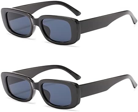 YAMEIZE 90s Rectangle Sunglasses for Women Men Vintage UV400 Square Glasses