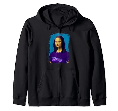 Mona Lisa with Retro Groovy Zip Hoodie