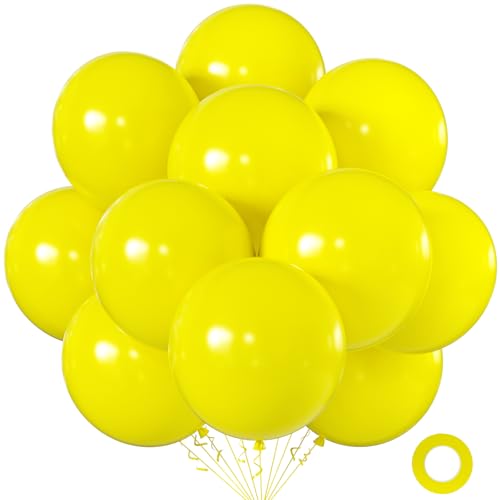 KALOR Yellow Balloons 18 Inch 24 Pack Matte Helium Latex Round Balloons for Birthday Wedding Graduation Bridal Shower Baby Shower Party Decorations