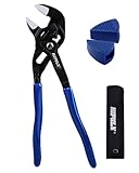 HIPULX 10-Inch Pliers Wrench with 2 Protective Covers - Professional Grade CRV Steel Adjustable Parallel Jaw Wrench with One-Click Resizing, Storage Pouch for All Types of Nuts, Water Pipes, etc