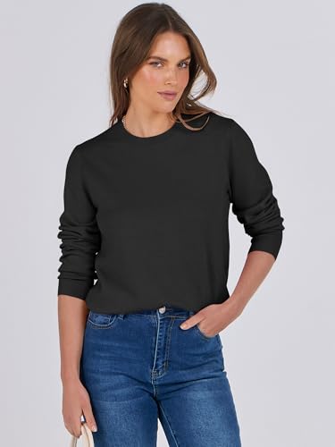 ANRABESS Women’s Long Sleeve Crew Neck Sweater Top Black XXL — view 4