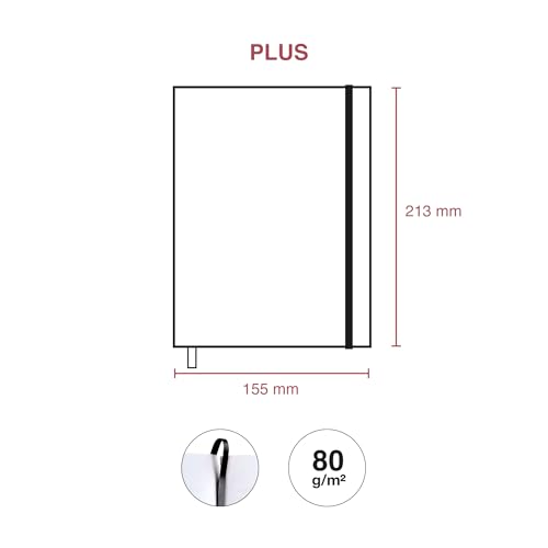 Miquelrius - Kalendarz 2026 dni na stronie, podobny A5+ (155 x 213 mm), planowanie codzienne, elastyczne okładki z imitacji skóry, papier 80 g/m², ES-EN-PT, czarny
