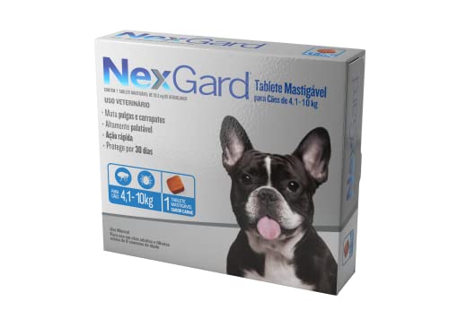 NexGard Antipulgas e Carrapatos para Cães de 4,1 a 10kg, 1 tablete