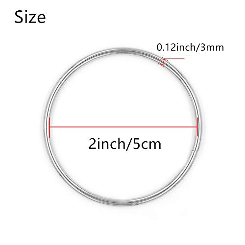 12 Pcs Silver Multi-Purpose Metal O Ring Non-Welded O Ring For Diy Accessories Hardware Bags Ring,Dream Catcher And Crafts,2 Inch/50Mm #TOP1