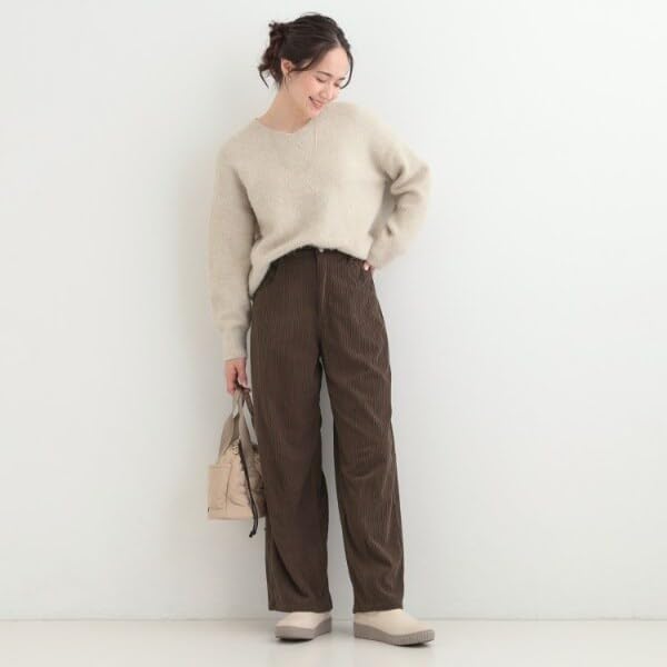 [シューラルー] S-LL 大人っぽく穿ける 股上深め コーデュロイカーブパンツ