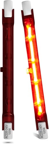 LumiGo 500W R7S Bombilla Calentadora de Rubí, Lámpara de Calefacción Infrarroja de 118 MM Regulable 240V para Calentador Heatmaster U3, Calentador de Jardín Interior/Exterior (Paquete de 2)