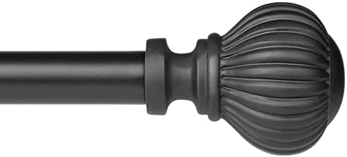 SZXIMU Curtain Pole 71 to 122 cm Metal Extendable for Eyelet Curtains 16mm Curtain Rods 28 to 48 Inch for Windows with Spherical Pumpkin Finials, Black