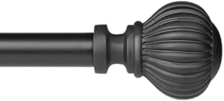 SZXIMU Curtain Pole 71 to 122 cm Metal Extendable for Eyelet Curtains 16mm Curtain Rods 28 to 48 Inch for Windows with Spherical Pumpkin Finials, Black