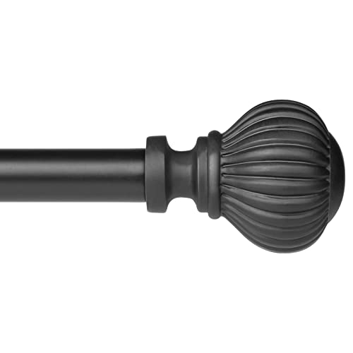 SZXIMU Gardinenstange für Fenster, 122,9 bis 21,6 cm, Gardinenstange aus Metall, ausziehbar, 1,6 cm, mit kugelförmigen Kürbis-Endstücken, Schwarz Cover