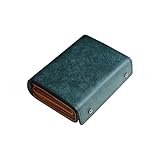 [Modiko] 財布 メンズ 2つ折り プエブロレザー 本革 ミニ 日本製 二つ折り財布 大容量 箱型の小銭入れ 小さい財布 コンパクト 箱状 左利き 右利き 父の日 誕生日 (紺色)