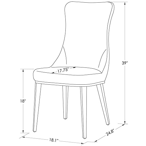 ZURI Modern Norma Dining Chair - White with Brushed Stainless Steel Base