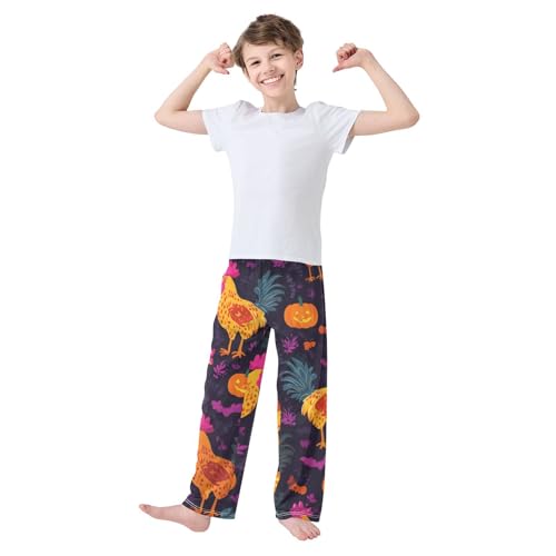 Rooster Pumpkin Boys Long Pants Soft Trousers Elastic Waist Kids Lounge Bottoms with Pockets S-XL3