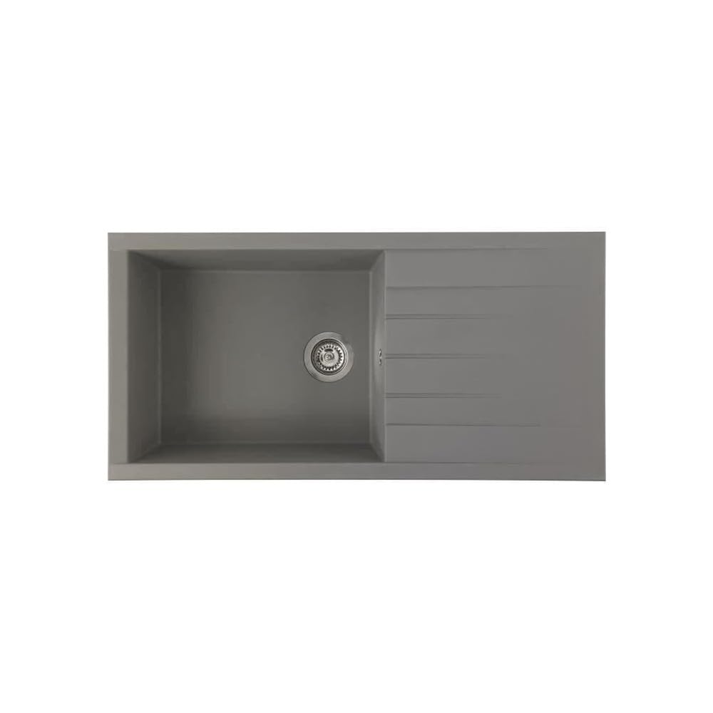 Evier a encastrer CUBE, en SMC GRIS BETON - 16, 1 bac, dim. 100 * 50 cm, vidage manuel
