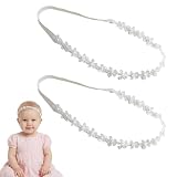 LuLiyLdJ 2pcs Baby Mädchen Stirnbänder Weiß Dehnbare Stirnband Hairband Neugeboren Haarschmuck taufkleid baby mädchen stirnband baby mädchen haarband baby mädchen