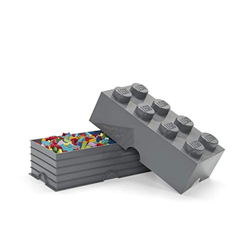 Room Copenhagen, LEGO Storage Brick Box - Stackable Storage Solution - Brick 8, Stone Grey