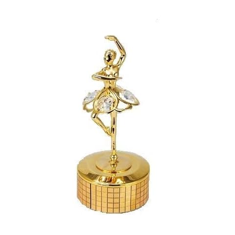 Musicbox World 12319 1-Piece Golden Ballerina with 4 Austrian Crystal Cover