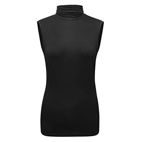 OThread & Co. Women's Sleeveless Turtleneck T-Shirt Basic Stretch Layer Comfy High Neck Tank Top (XX-Large, Black) Cover