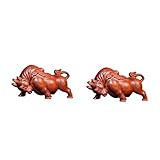 Figurine de taureau miniature : présente une taille compacte, sans prendre trop de place sur le bureau, sculpture en bois
