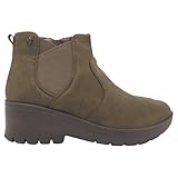 mysoft - 25M749 Botines Chelsea de mujer ancho especial en licra elástica, ligeros y lavables, con cremallera lateral, suela antideslizante con cuña de 5 cm y plantilla extraíble Memory Foam. MUJER c