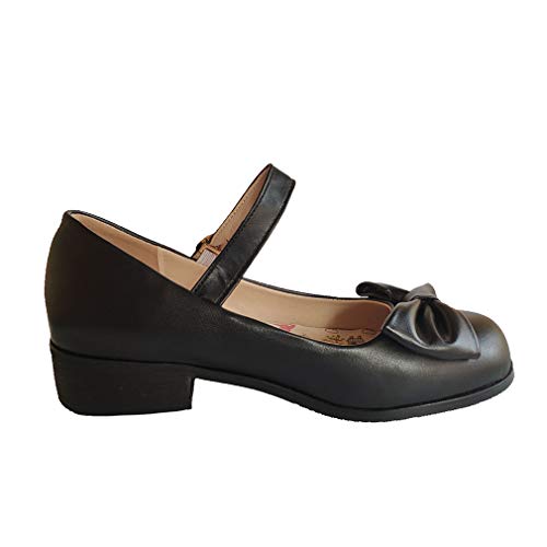 HILIB Woman's Middle Heel Vintage Lolita Shoes Cute Bowknot Mary Jane Shoes3