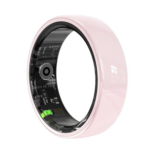 Sqrutri Pink Ceramic Smart Ring for Women, Health & Sleep Tracker, Size 10 | Pink ceramic health ring with sleep, body temperature, SpO2, heart rate, 5ATM water resistance and 200mAh charging case