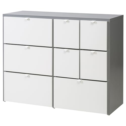 ProTuning VISTHUS Cómoda de 8 cajones, gris/blanco, 122 x 96 cm