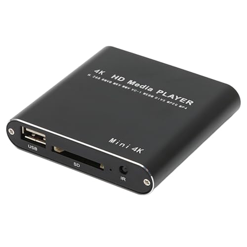 4K HD Video Player with Multi Format Support | 3840x2160 Resolution | Built in 4GB Storage | HDMI, AV, USB, and SD Card Compatibility | Auto Playback & Multi Subtitles (US Plug)