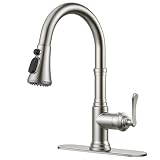 FORIOUS Antique Kitchen Faucets with Pull Down Sprayer Brushed Nickel, 3 in...