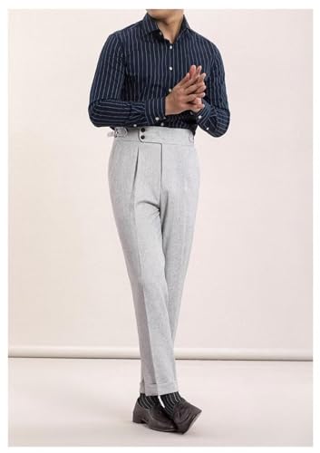 Men's Casual Linen Pants Beach Summer Classic Gurkha Pants Lightweight Linen Trousers2