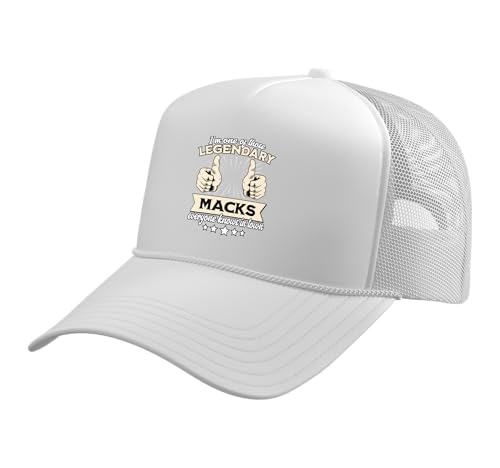 Legend Mack Surname Mack Last Name Mack Trucker Hat with Adjustable Mesh Back, White