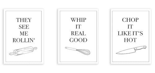 Citation de cuisine imprimée sur toile style noir et blanc moderne sans cadre