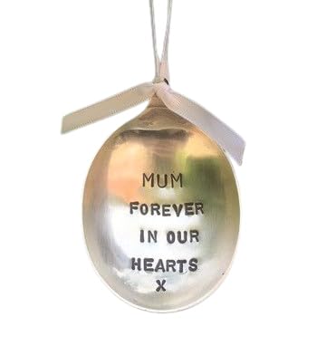 Mum Forever in Our Hearts Handmade Silver Plated Spoon Christmas Bauble