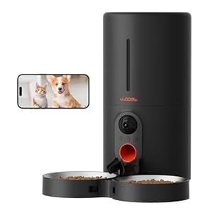 WOPET Automatic Cat Feeder with Camera for Two Cats, 1080p HD Automatic Dog Feeder, 5G WiFi Pet Feeder with Night Vision for Cat & Dog, SD Card Storage & 2-Way Audio