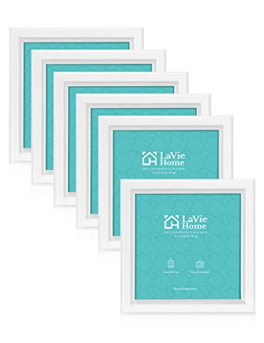 LaVie Home 4x4 Picture Frames (6 Packs, White) Simple Designed Photo Frame with High Definition Glass for Wall Mount & Table Top Display, Set of 6 Classic Collection