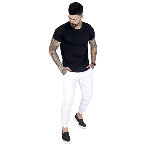 Calça Jogger Masculina Sarja (Branca, GG)