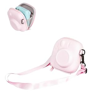 ZIKKON Hard EVA Storage Case Widely Compatible with Fuji-Film Instant Insta-x Mini 12/11/9/8/7+/40, Instant Camera Protective Carrying Case with Adjustable Strap - Blossom Pink