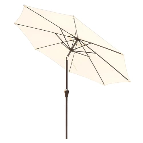 Adjustable 270cm Patio Umbrella UPF 50+ Beach Umbrella Garden Sunshade with Crank Perfect for Terrace Garden Balcony PoolWhite Garden Canopy
