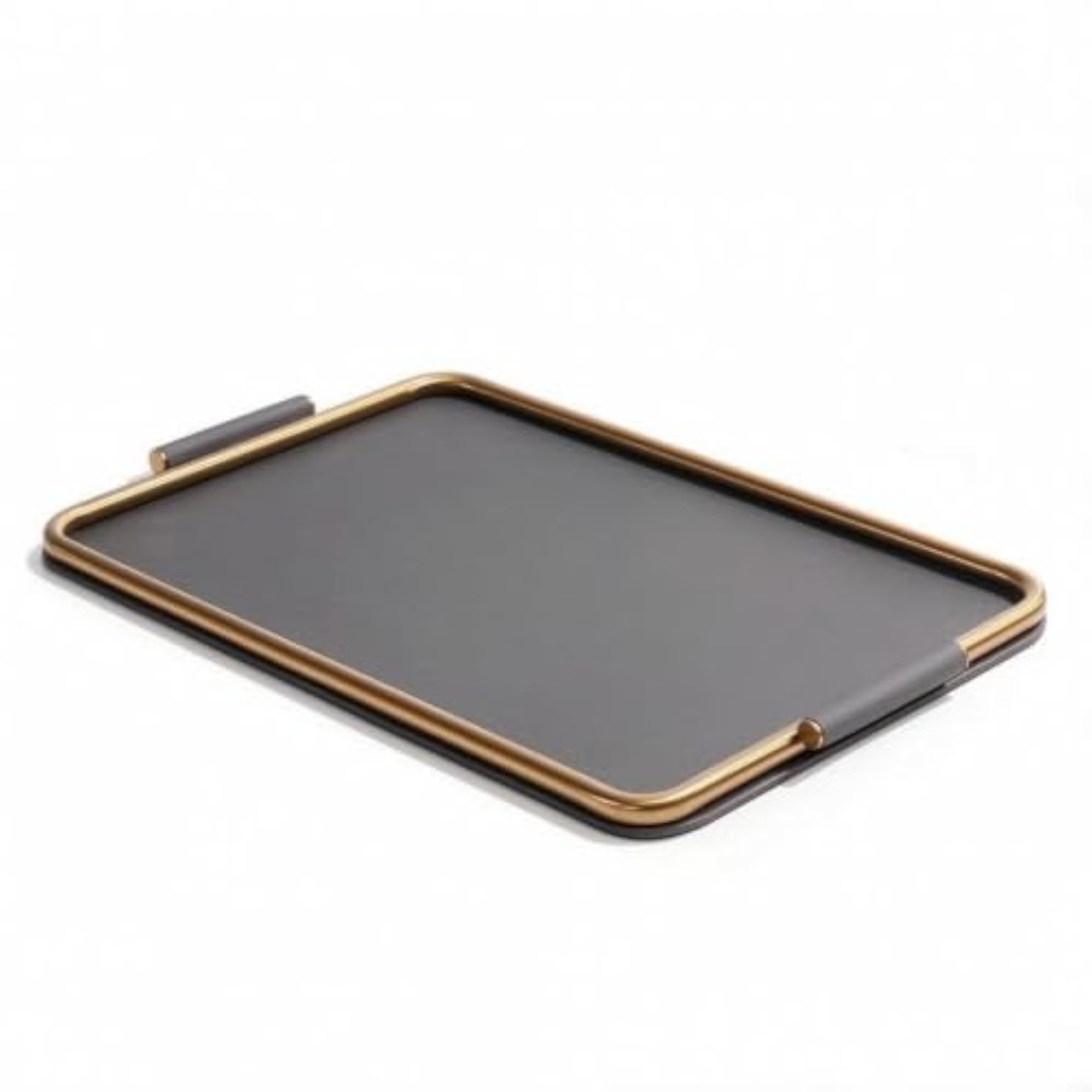 Metal Decorative Tray with Handles for Tabletop Organization