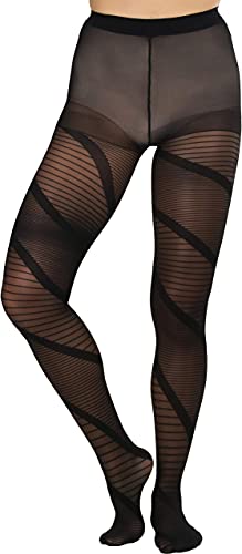 Image of ToBeInStyle Women's Strappy Zig Zag Lace Up Bandage Print Fashion Goth Tights