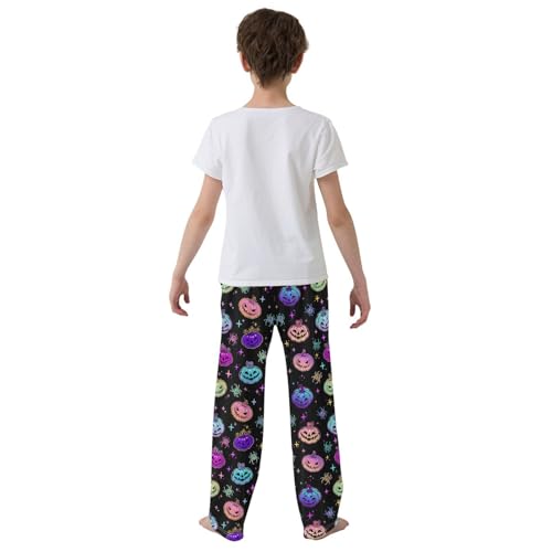 Galaxy Spider Pumpkin Boys Long Pants Soft Trousers Elastic Waist Kids Lounge Bottoms with Pockets S-XL3