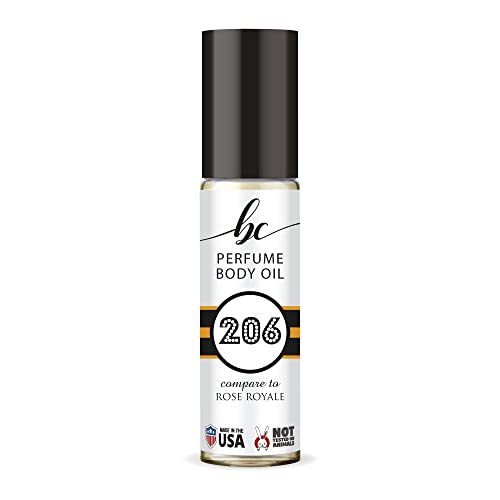 BIOCURA BC Perfume 206 Inspired Rose Royale For Women & Men Replica Fragrance Body Oil Dupes Alcohol-Free Sample Travel Size Concentrated Long Lasting Roll-On 0.3 Fl Oz/10ml