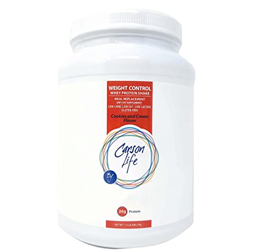 Carson Life Premium Lean Low Carb Whey Protein Powder (1.5lb, Vanilla Flavor) Best Weight Control Meal Replacement Fit Protein Shake