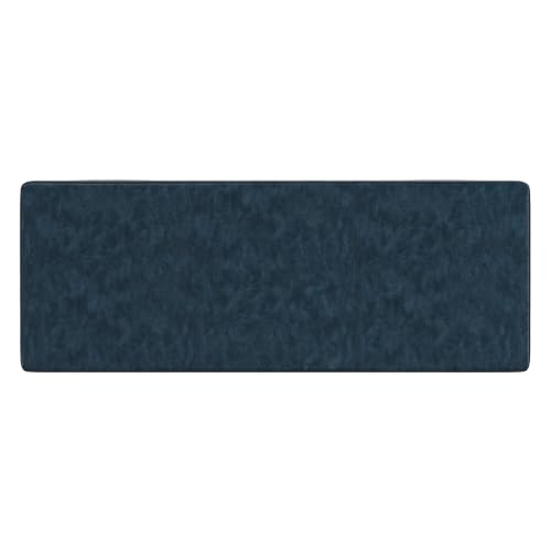 Image of SIMPLIHOME Avalon 48 inch Wide Vegan Leather Storage Ottoman in Denim Blue