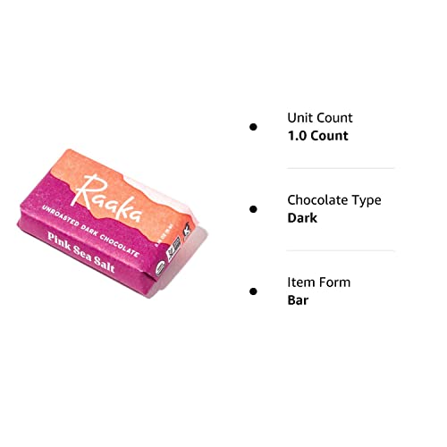 Raaka Chocolate Mini Dose Bars, Pink Sea Salt Pack | Gourmet Dark Chocolate Gift | Pink Sea Salt, 71% Cacao | Organic, Kosher, Vegan, Gluten Free, Soy Free, Non Gmo, Paleo | Box Of 30 Bite-Size Chocolates #TOP7