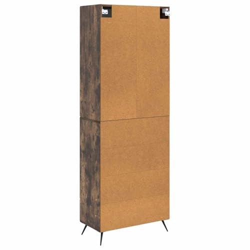 Muebles de madera de roble ahumado con construcción estable, 3 estantes y puertas robustas 7