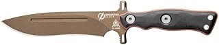 TOPS Knives Tops Operator Fixed Blade Knife - Midnight Bronze Finish - Kydex Sheath - Tan Canvas Micarta/Black G10,(OP7-01MB) - Tops