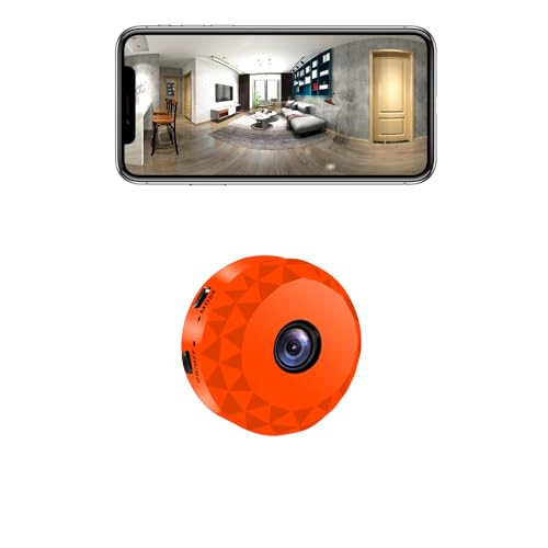 qoiq Mini Camara Espia Oculta 1080P HD WiFi Camaras de Vigilancia sin Cables Camara Seguridad Vigilancia Cámara Espía para Ver En El Movil Interior Spy CAM con Detección de Movimiento (Orange Red)